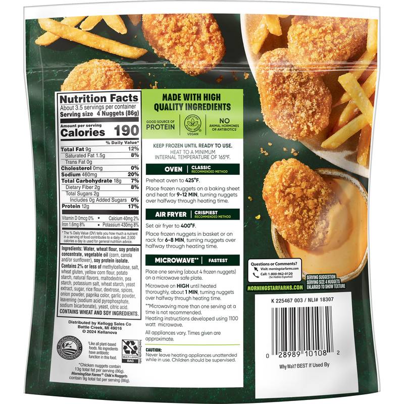 MorningStar Farms Nuggets de Chik'n a base de plantas congelados 10.5 oz