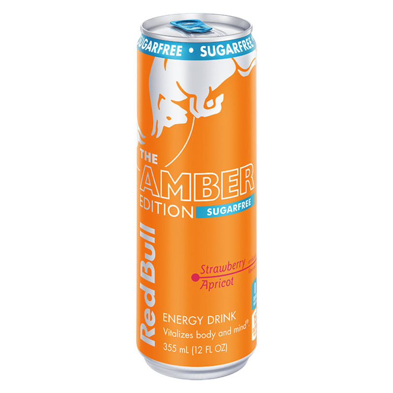 Red Bull Sugar Free Amber Edition Strawberry Apricot Energy Drink 12oz Can