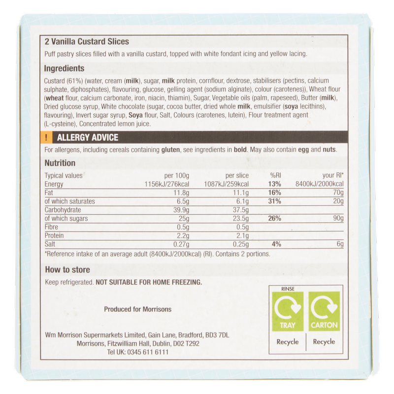 Morrisons Market Street Vanilla Custard Slices, 2pcs
