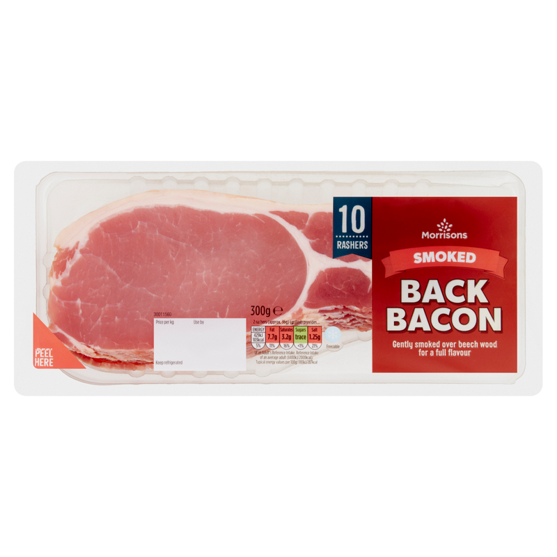 Morrisons 10 Smoked Back Bacon Rashers, 300g