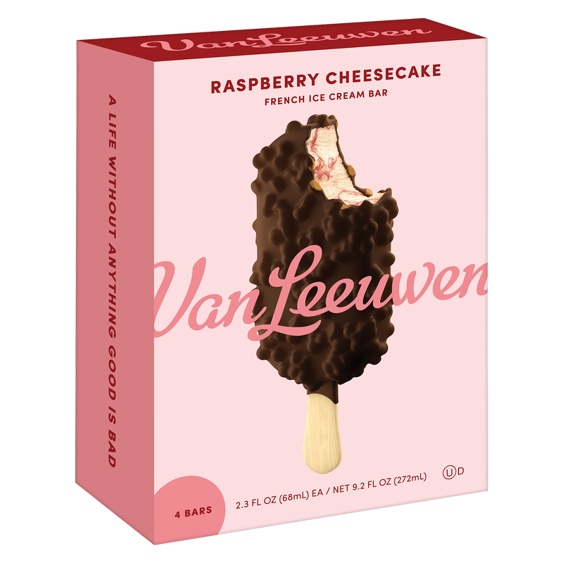 Van Leeuwen Raspberry Cheesecake Ice Cream Bars 2.3oz 4pk