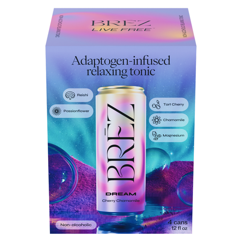 BREZ Dream Cherry Chamomile Relaxing Tonic 4pk 12oz Can 