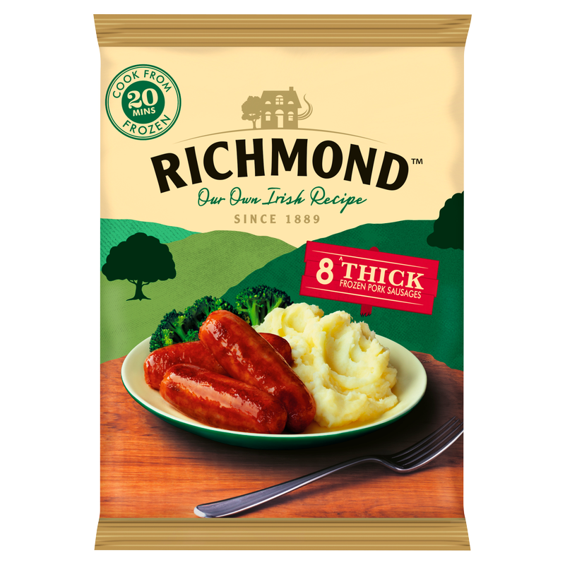 Richmond 8 Thick Frozen Pork Sausages, 344g