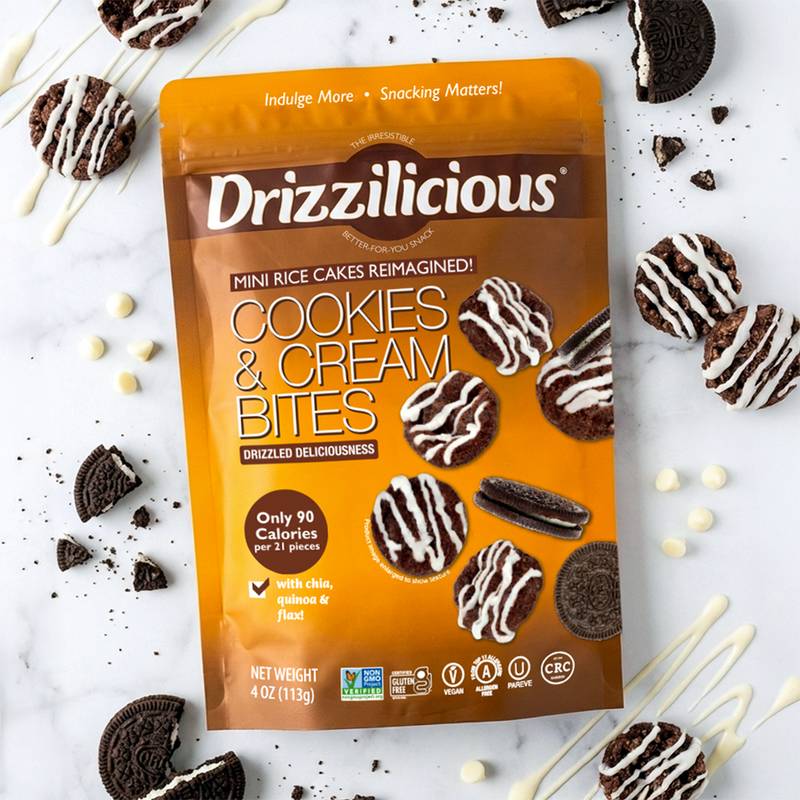 Drizzilicious Drizzled Cookies & Cream Mini Rice Cake, 4oz