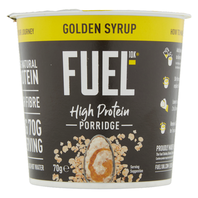 FUEL10K High Protein Golden Syrup Porridge Oat Cereal Pot, 70g