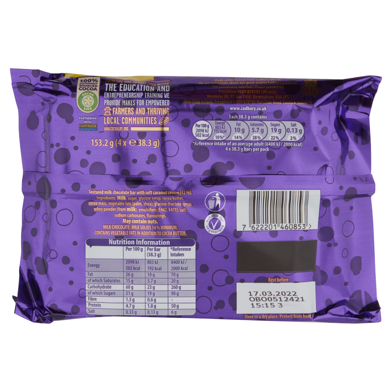 Cadbury Wispa Gold Chocolate Bars, 4 x 38.3g