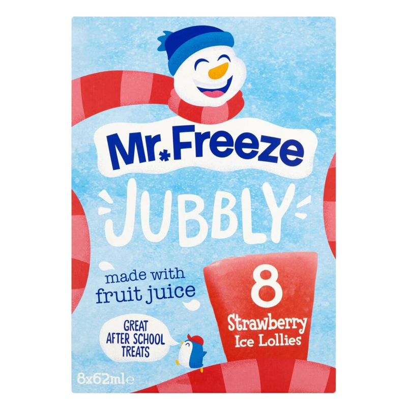 Mr. Freeze Jubbly Strawberry Ice Lollies, 8 x 62ml