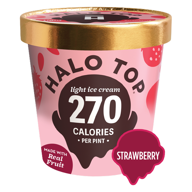 Halo Top Strawberry Light Ice Cream, 16 fl oz Pint