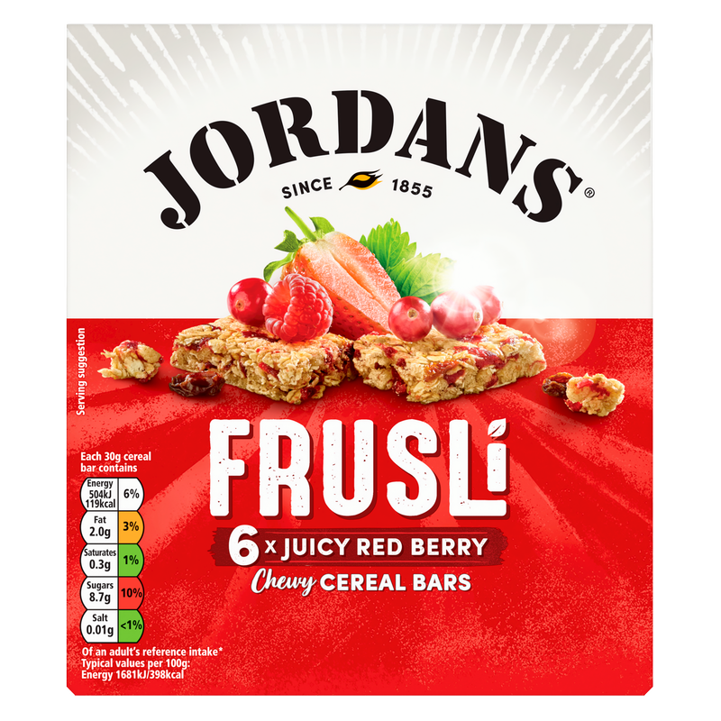 Jordans Frusli Juicy Red Berry Chewy Cereal Bars, 6 x 30g