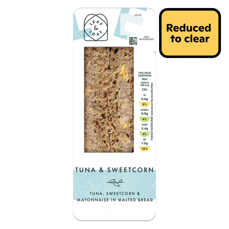 Reduced - Leaf & Loaf Tuna Sweetcorn Sandwich, 1pcs