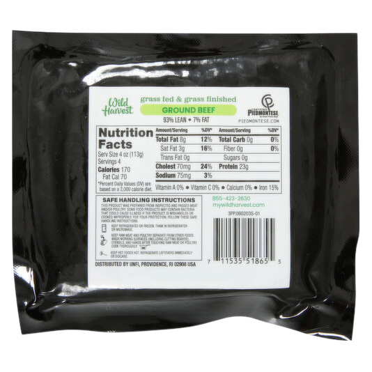 Wild Harvest Grass Fed 93/7 Ground Beef - 1lb