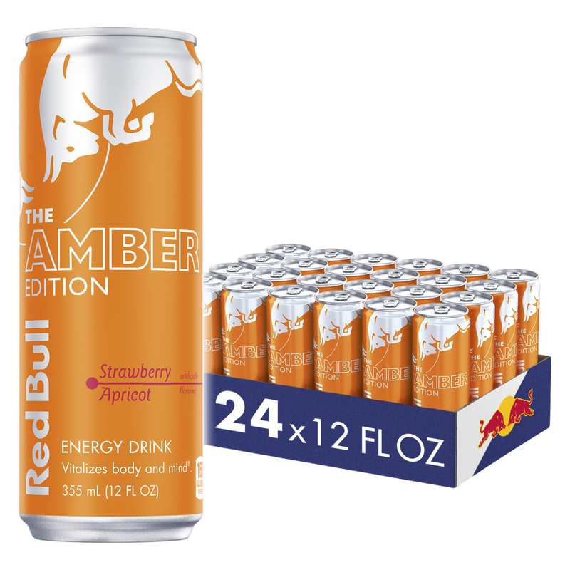 Red Bull Energy Drink The Amber Edition Strawberry Apricot 24pk 12oz Can