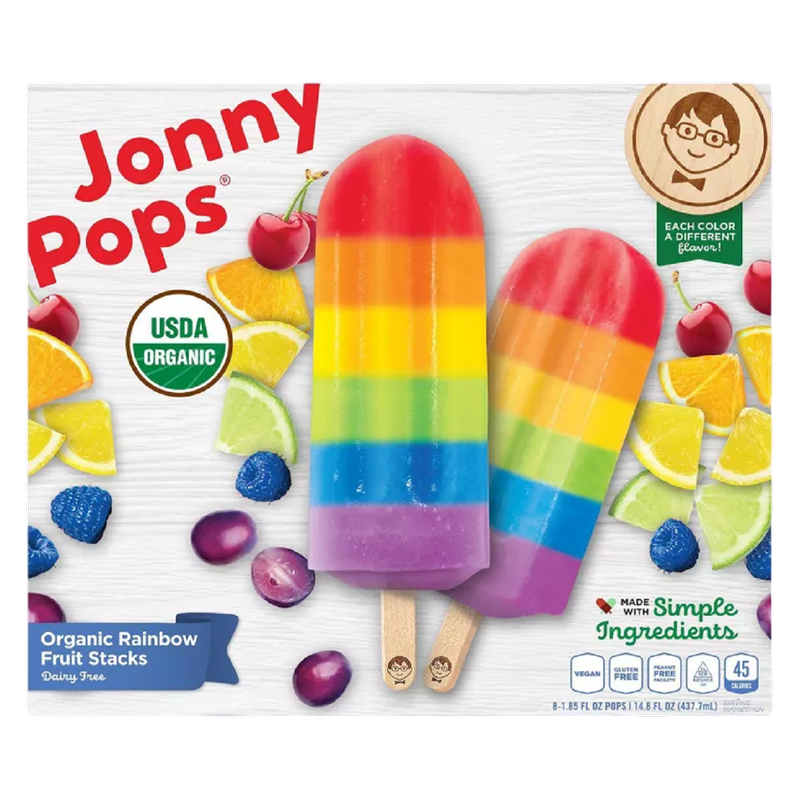 JonnyPops Organic Rainbow Fruit Stacks Water Pops 8ct