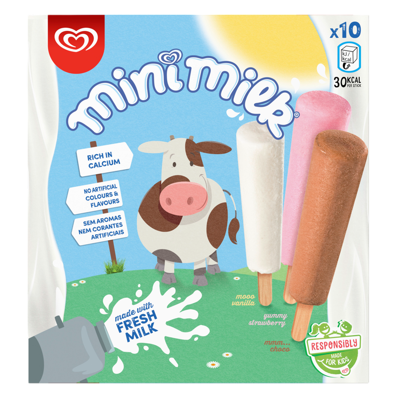 Wall's Mini Milk Ice Cream Lollies, 10 x 35ml