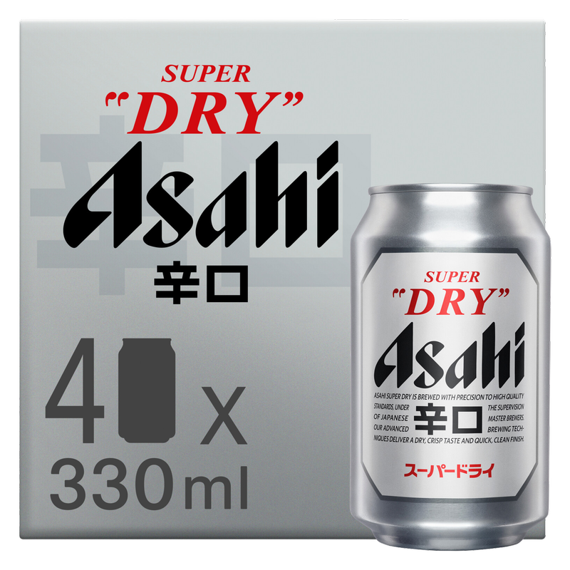 Asahi Super Dry Cans, 4 x 330ml