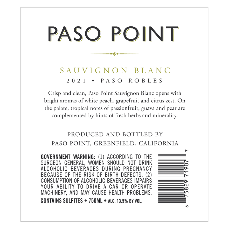 Paso Point Sauvignon Blanc 750ml