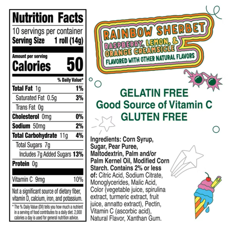 Fruit Roll-Ups Rainbow Sherbet, 5 oz