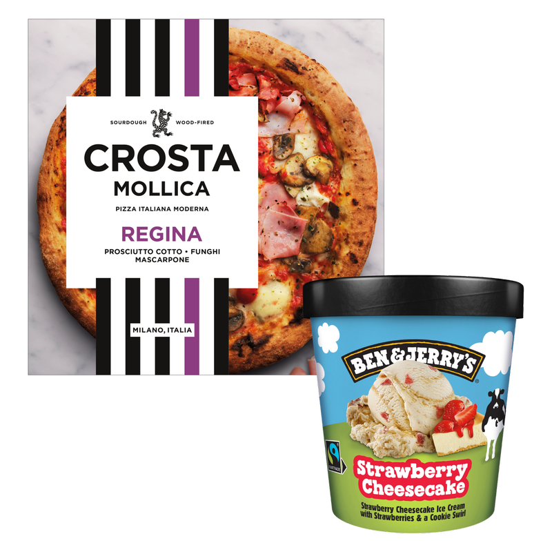 Ham, Mushroom, Mascarpone Pizza & Strawberry Cheesecake Bundle