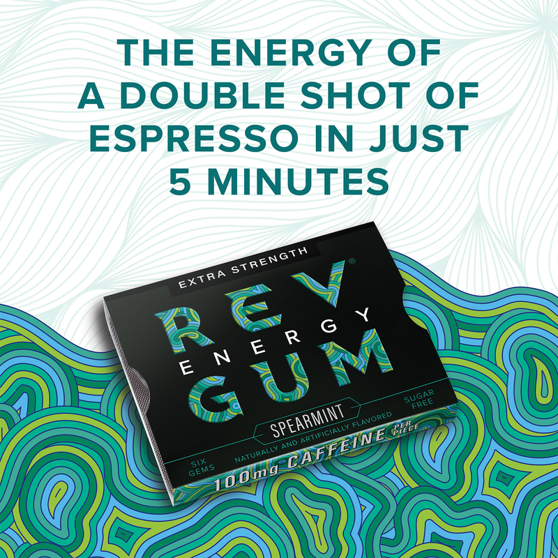 Rev Energy Spearmint Extra Strength Gum 6ct
