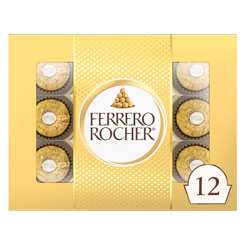 Ferrero Rocher Milk Chocolate Hazelnut Gift Box, 12 ct