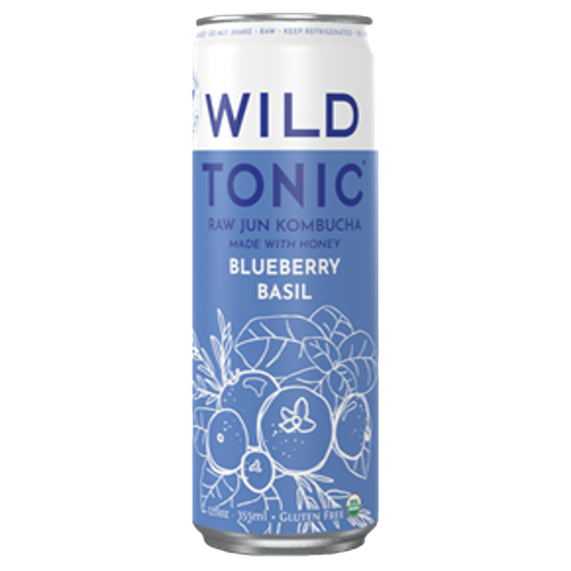 Wild Tonic Blueberry Basil Kombucha 12oz Can
