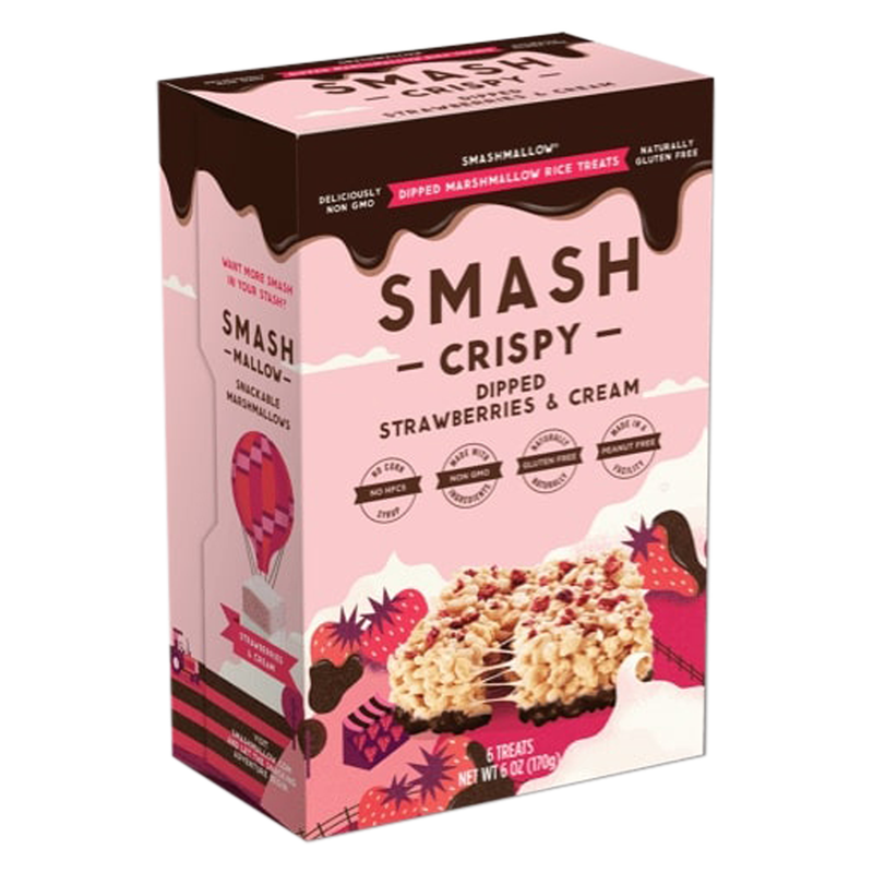 Smash Strawberries & Cream Chocolate Dipped Marshmallow Rice Treats 6ct