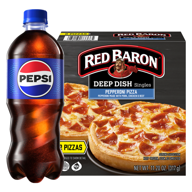 Red Baron Frozen Deep Dish Pepperoni Single Pizzas 2ct 11.2oz & Pepsi 20oz Btl