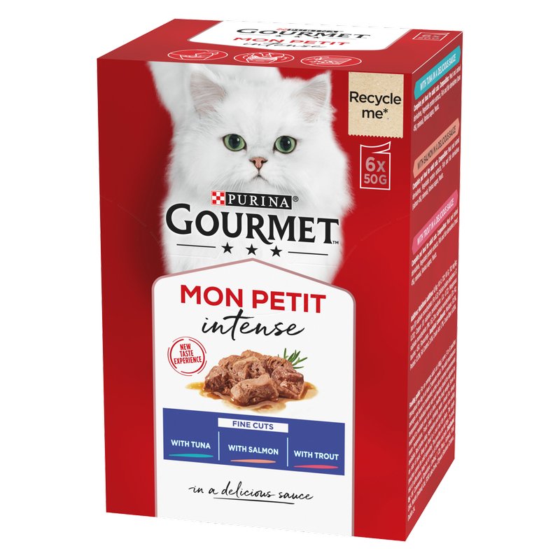 Gourmet Cat Food Mon Petit With Tuna, Salmon & Trout, 6 x 50g