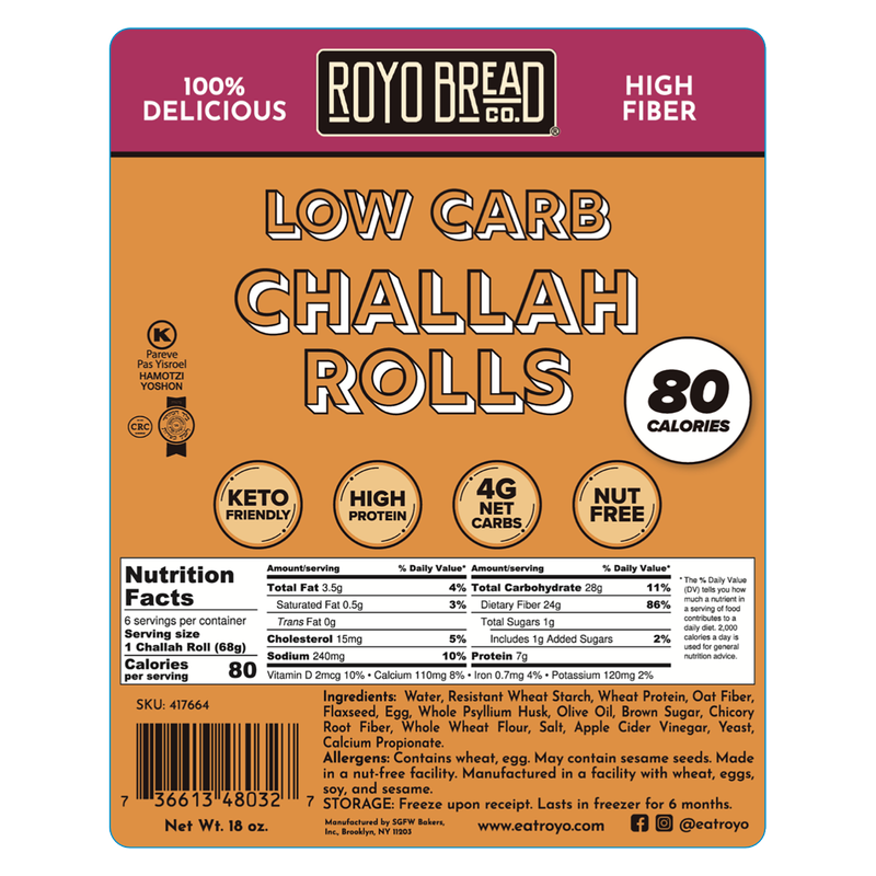 ROYO Low Carb Challah Rolls - 18oz