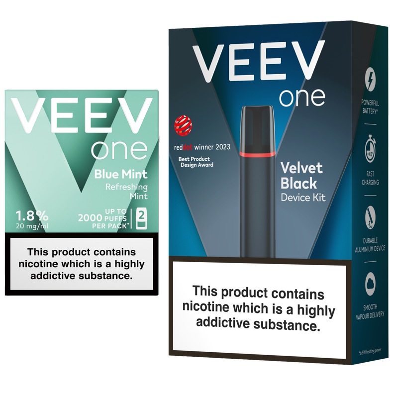 Veev One Blue Mint Veev One Velvet Black Starter Kit Blue Mint  k kiosk  Tabakshop VEEV Canada | VEEV ONE Pod System & NOW Disposable Vapes
