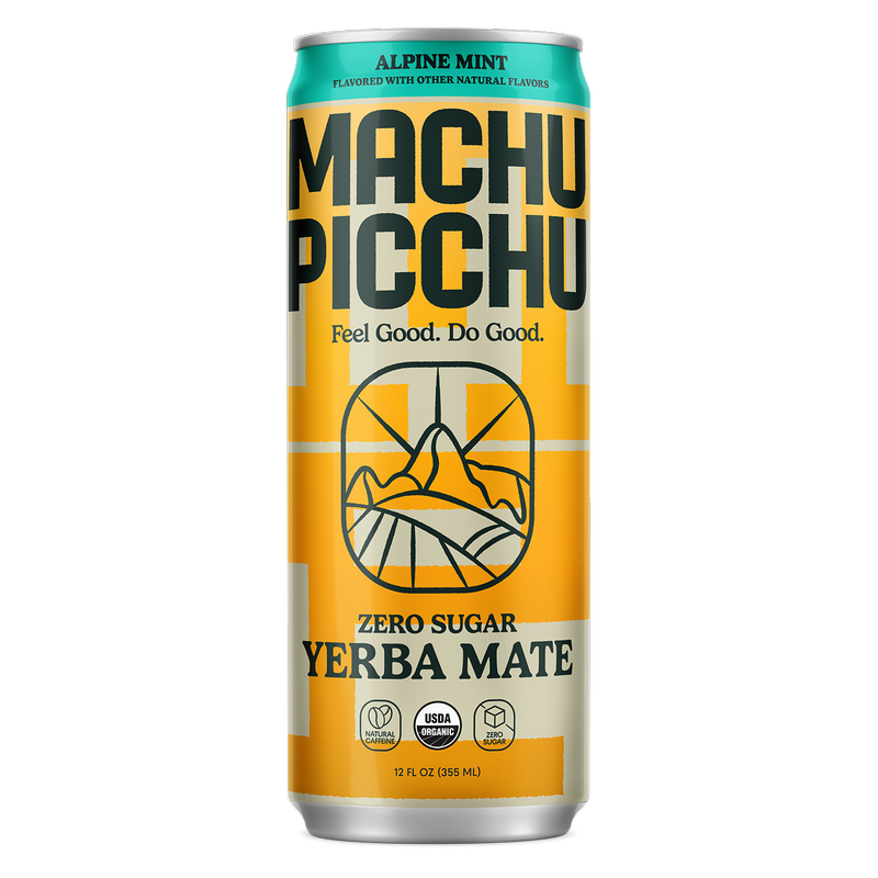 Machu Picchu Energy Organic Yerba Mate Zero Sugar, Alpine Mint, 12 fl oz