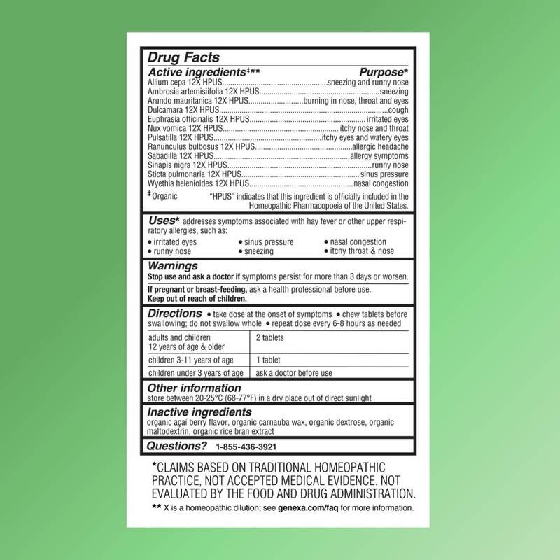 Genexa Allergy-D Organic Adult, 60 Tabs