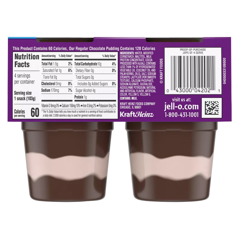 Jell-O Chocolate Vanilla Swirls Sugar Free Pudding Cups - 4ct/14.5oz