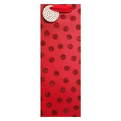 The Gift Wrap Company Red Glitter Dots Bottle Bag