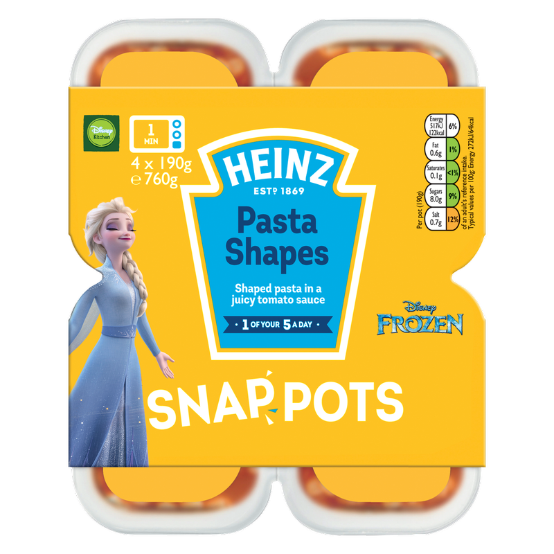 Heinz Disney Frozen Pasta Shapes Snap Pots, 4 x 190g