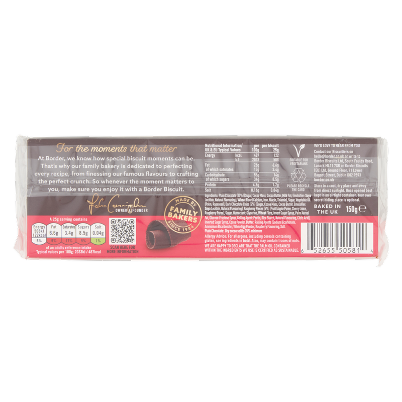 Border Biscuits Dark Chocolate Raspberry, 150g