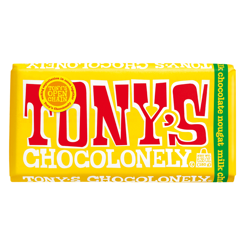 Tony's Chocolonely 32% Milk Chocolate with Honey Almond Nougat Bar 6.35oz