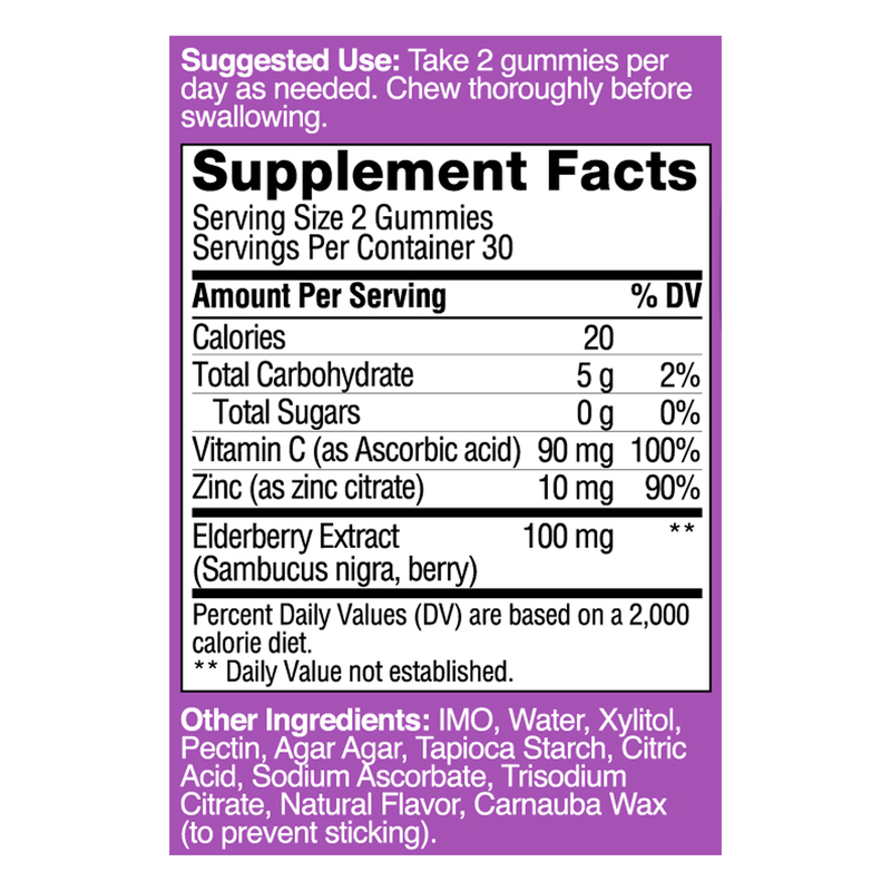 Yums Vitamins Sugar Free Elderberry Gummies 60ct