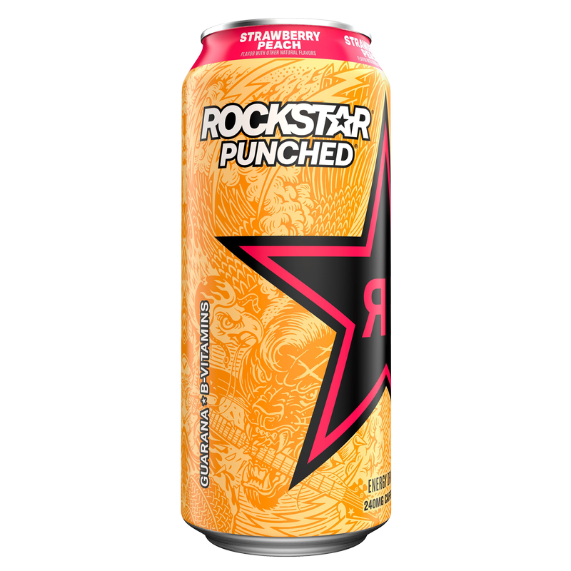 Rockstar Punched Strawberry Peach 16oz Can