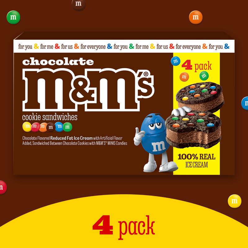 M&M'S Chocolate Ice Cream Cookie Sandwiches, 4ct