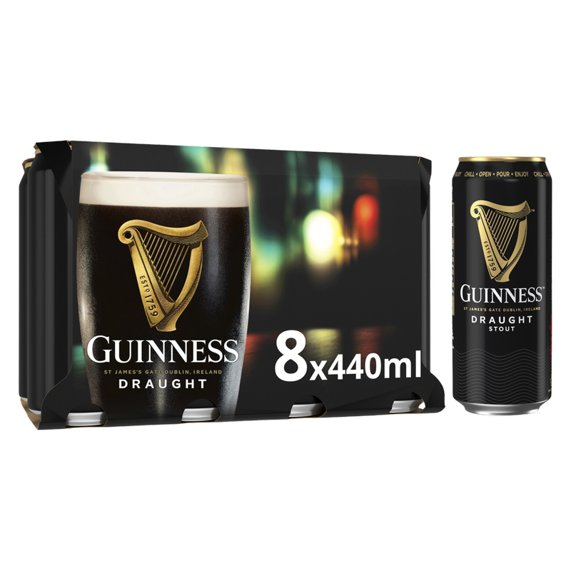 Guinness Draught Stout Beer, 8 x 440ml