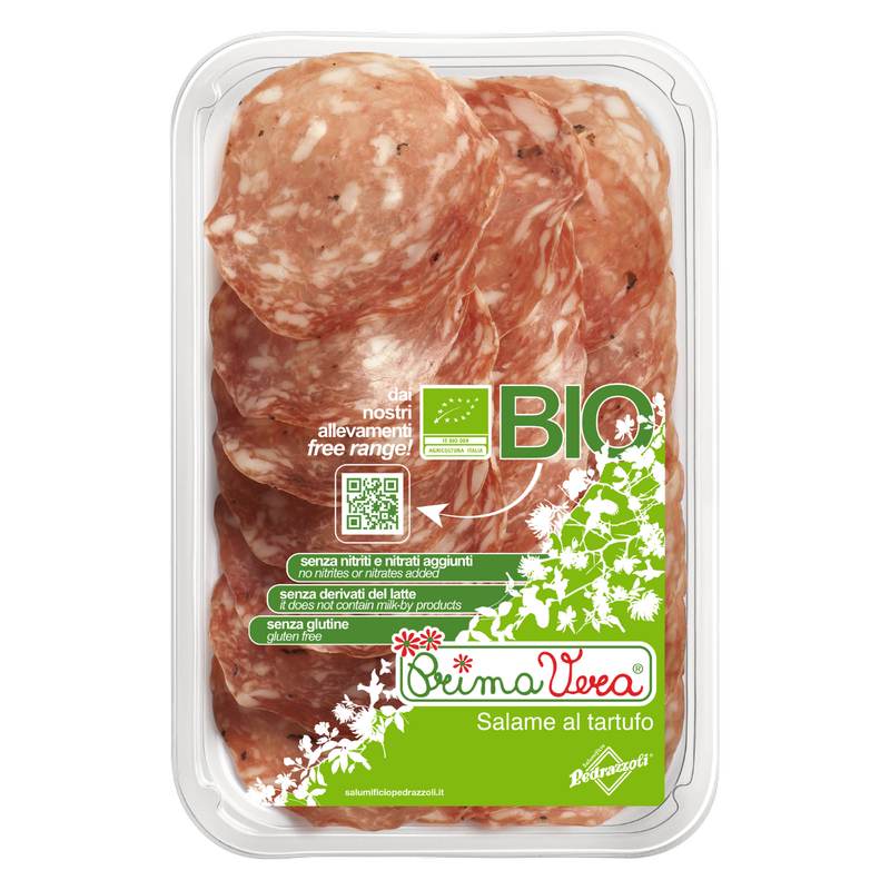 Pedrazzoli Organic Sliced Salame With Truffle, 70g