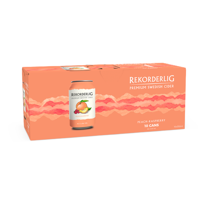 Rekorderlig Peach & Raspberry Cider, 10 x 330ml