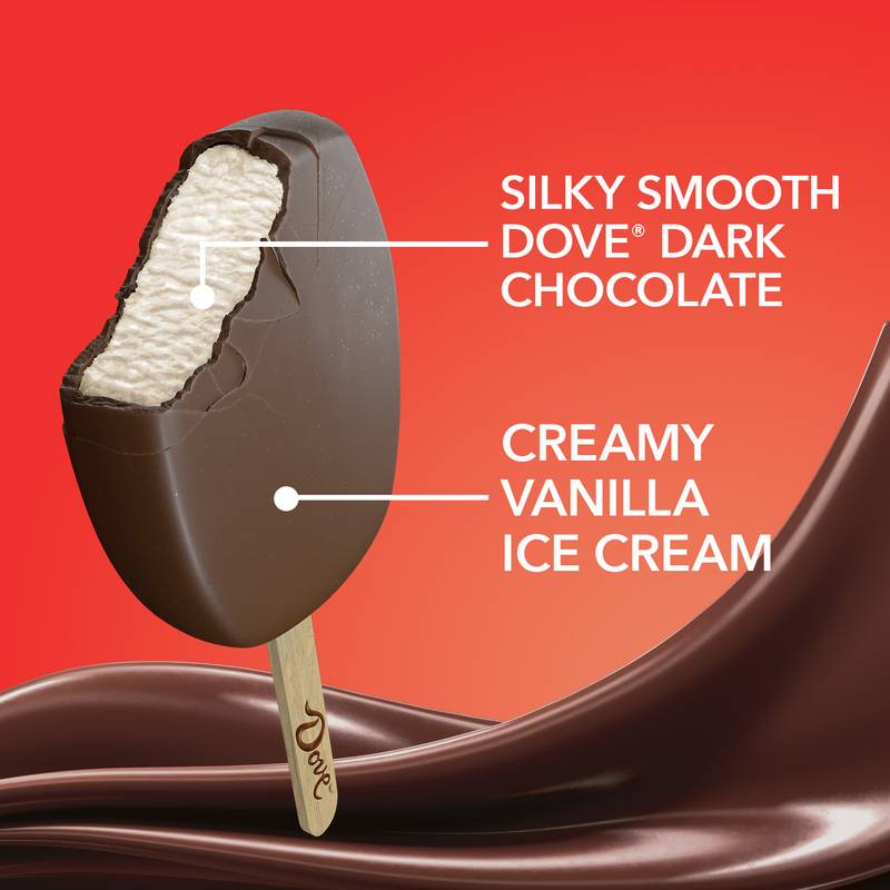 DOVE Vanilla Ice Cream Bar Coated With Dark Chocolate, 2.89 Oz 
