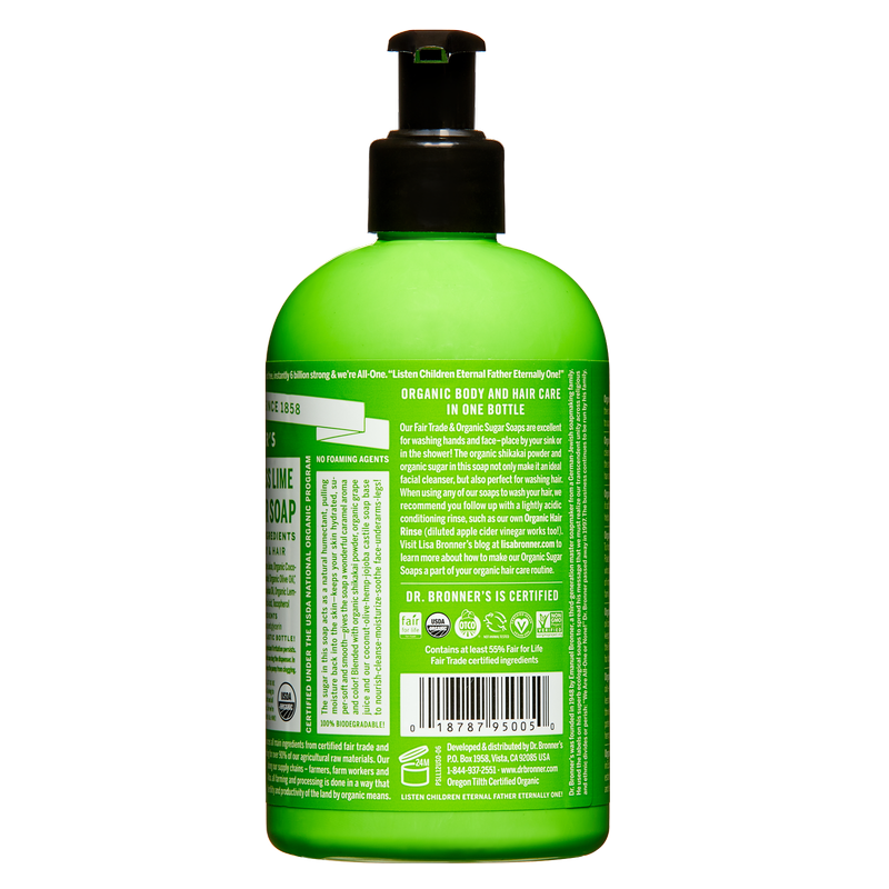 Dr. Bronner's Organic Sugar Soap Lemongrass Lime 12oz