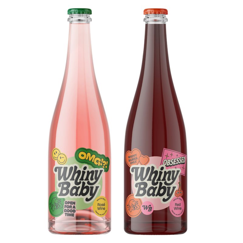 Whiny Baby Obsessed Red Wine and Fizzy Rose Wine Blend Bundle 750ml