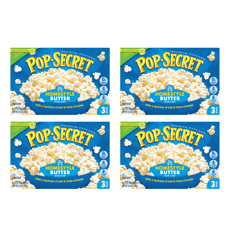4ct Pop Secret Homestyle Butter Microwavable Popcorn 3ct 9.6oz
