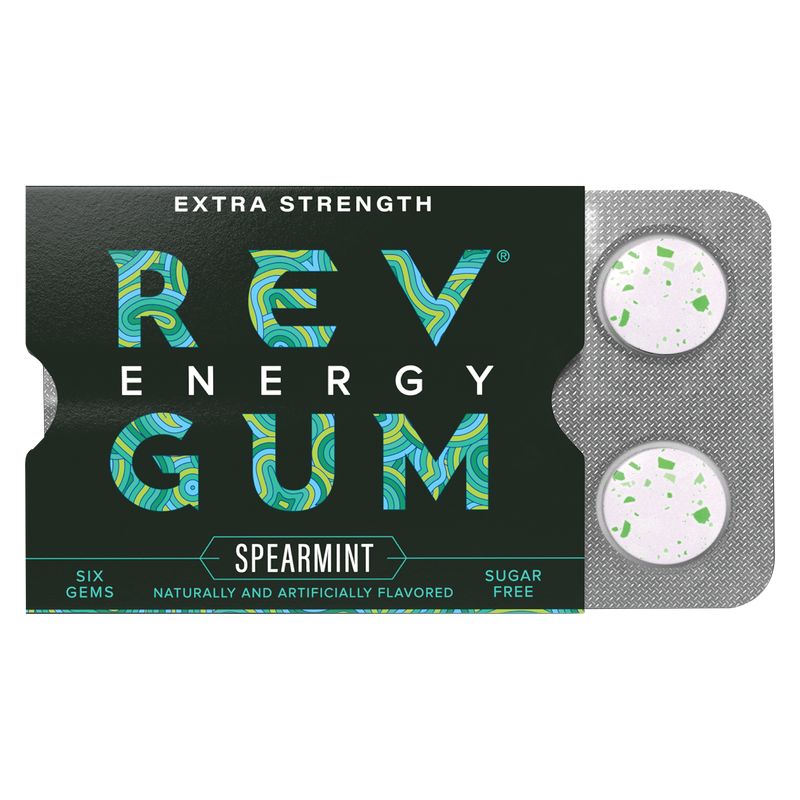 Rev Energy Spearmint Extra Strength Gum 6ct