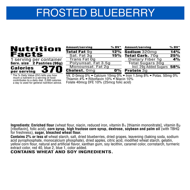 Pop-Tarts Frosted Blueberry Breakfast Toaster Pastries 2ct