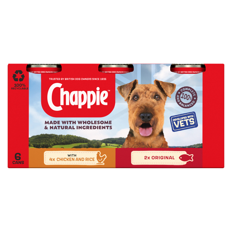 Chappie Adult Wet Dog Food Tins Favourites in Loaf, 6 x 412g
